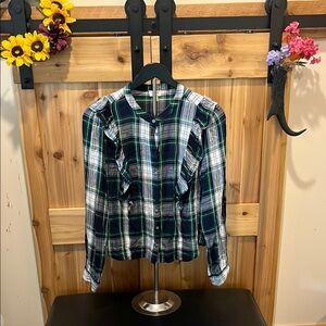 J. Crew Plaid Button Down Shirt - Green and Blue